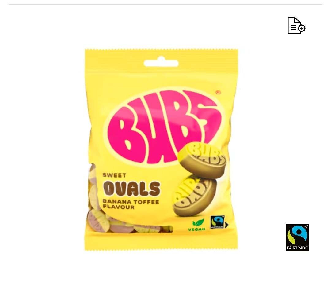 Banana Toffee Goody Sweet Ovals
Bubs 90g