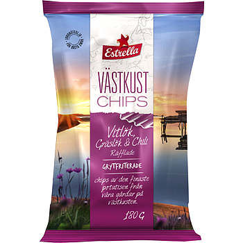 Västkustchips Vitlök, Gräslök & Chili 180g